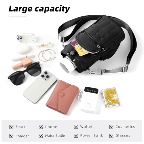 Rueesh Water Bottle Holder Bag with Adjustable Strap - color: Black