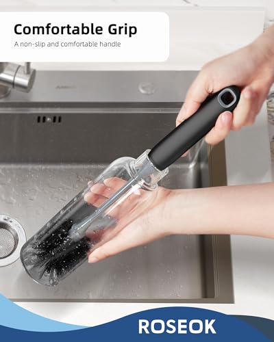ROSEOK Bottle Brush, Water Bottle Brush, Flexible Bottle Brush, Cup Cleaner - color: Black