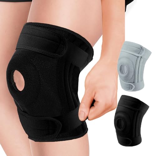Knee Brace for Men Women with Side Stabilizers,Patella Gel Pad Compression Sleeve,Non Slip Knee Compression Support for ACL Meniscus Tear Running Arthritis,Pain Relief,Injury Recovery - color: Black