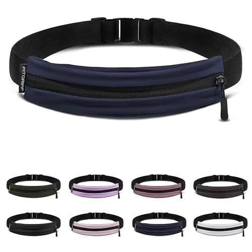 Fitgriff® Running Belt V2 for Men & Women - Slim Fanny Pack, Phone Holder for Jogging, (Fits All Cell Phones) - Money Belt, Runners Waist Pouch (Dark Blue, Adjustable (Waist 24.4 – 43.3 inches)) - color: Dark Blue