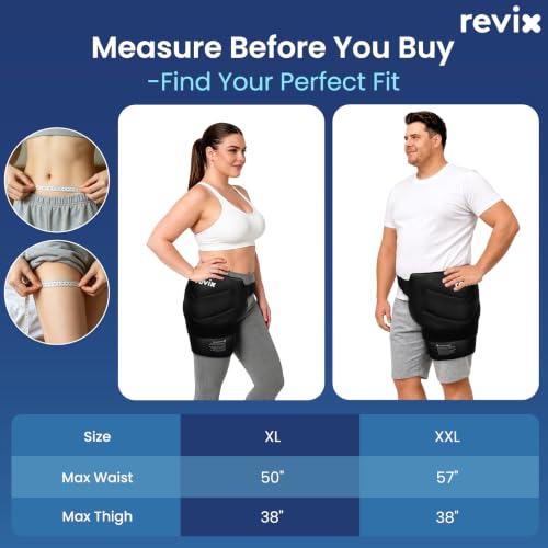 REVIX XXL Hip Ice Pack Wrap for Hip Replacement, Reusable Gel Ice Pack - color: Black Xxl