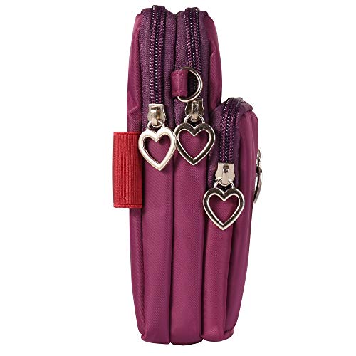 Women Small Crossbody Bag Cell Phone Purse Shoulder Pouch Armband Wallet Case Handbag for iPhone Samsung Google Pixel - color: Purple