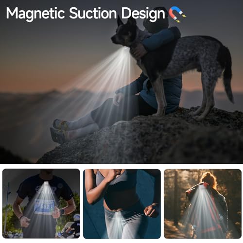 RAHAN Rechargeable Running Light, 2Pack Waterproof LED Clip-On Light for Runners with 6 Lighting Modes, Reflective Running Gear for Hiking, Running, Biking, Walking Dog, Car Repair, Emergency (Grey) - color: Grey-2