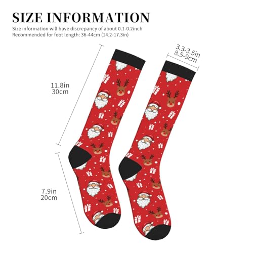 Compression Socks Knee High Circulation Support Socks For Women Men Athletic Running Work Hiking Cycling Travel - color: Christmas