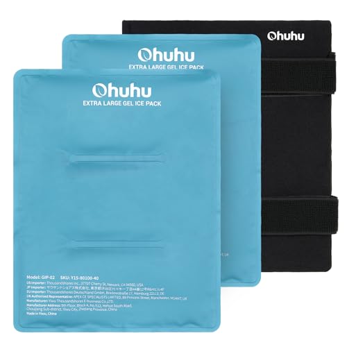 Ohuhu Ice Pack for Injuries Reusable 2 Pack 14"x11" Hot Cold Pack Wrap - color: Light Blue, size: 14"x11"(2 Pack)