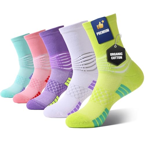 IRAMY Compression Ankle Support Socks Women - Wicking, Cushioned Athletic, Plantar Fasciitis Relief 2/3/6 Pairs - color: 5 Packs-a, size: Medium