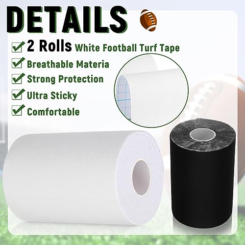 Jenaai 2 Roll Football Turf Tape 33ft Sport Turf Tape, Black and White - color: Black and White