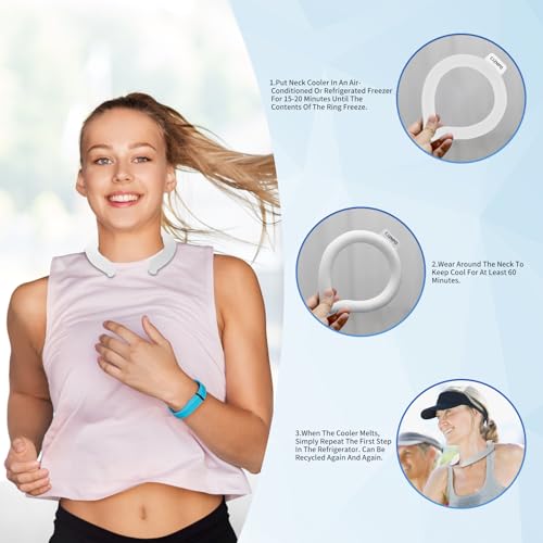 2PCS PCM Neck Cooling Tube with Insulated Bag, Reusable Ice Ring Neck Cooler Wrap, Wearable Cooling Neck Ring for Hot Summer Weather Outdoor Work, TPU Freezable Collar (White*2) - color: Double White