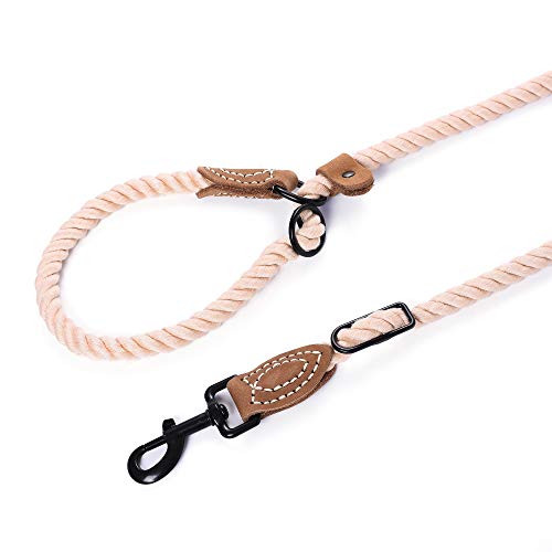 Mile High Life Hands Free Dog Leash, Crossbody Waist Leash with Genuine Leather Connection, Multifunctional Adjustable Slip Lead for Dog Walking Running (Light Brown, 8FT) - color: Light Brown, size: 8FT Hands Free