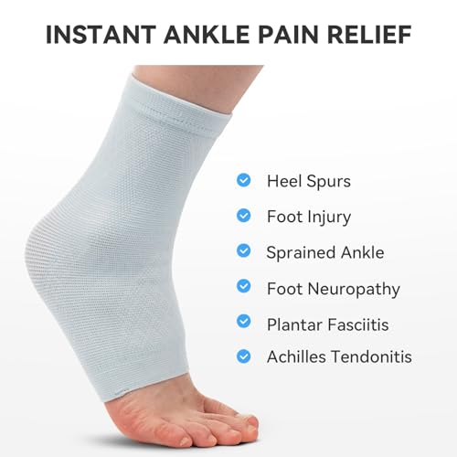 INDEEMAX 2 Pack Ankle Brace & Ankle Compression Sleeve for Women Men - color: Light Blue, size: Medium