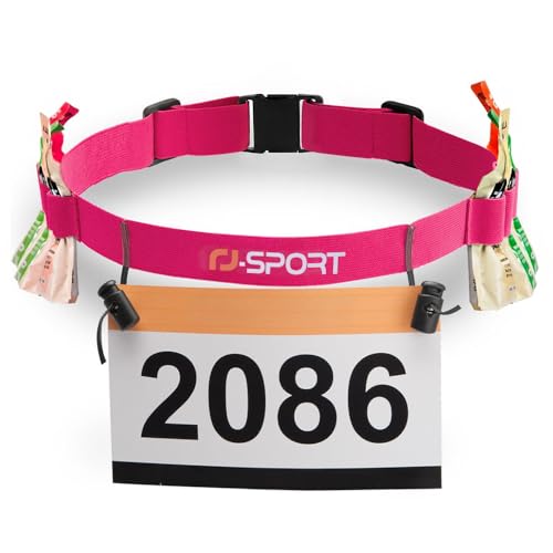 RJ-Sport Race Number Belt with 6 Energy Gel Loops for Triathlon & Marathon - color: 04 Pink