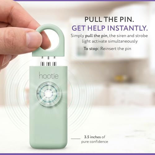 HOOTIE Personal Safety Alarm for Women, Men and Kids — 130dB Personal Alarm Keychain, Pull Pin Safety Alarm Keychain with Strobe Light, Self-Defense Alarm for Campus, Travel and Running — Mint - color: Mint