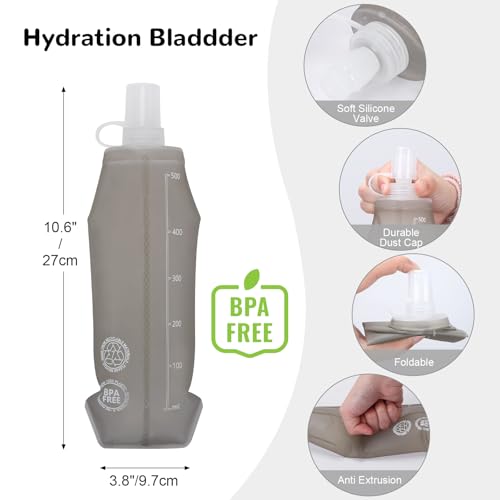 Hydration Running Vest with 2pcs 500ml/17oz Water Bottles, M/L - color: Green, size: M: 27.6" - 43.3"