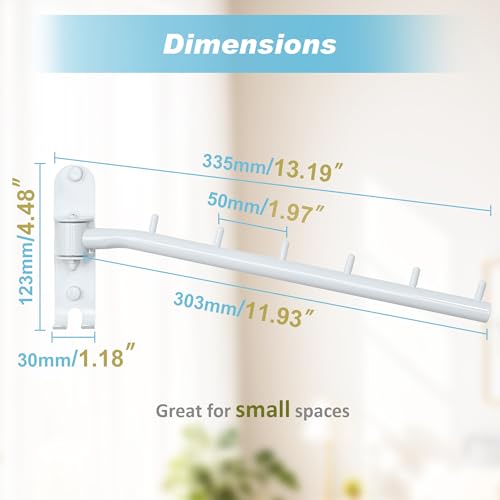 Alise Wall Mounted Drying Rack with Hook,Swivel Clothes Hanger,White,2 Pcs - color: White, size: 5005J (2 Pack)