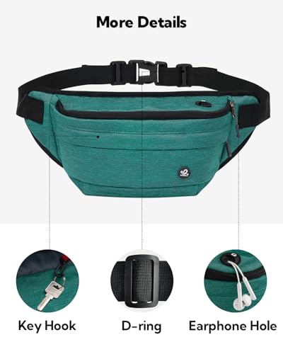 WATERFLY Fanny Pack for Men Women Water Resistant Large Hiking Waist Bag Pack Carrying All Phones for Running Walking Traveling (Dark Green), (ONJ05) - color: Dark Green