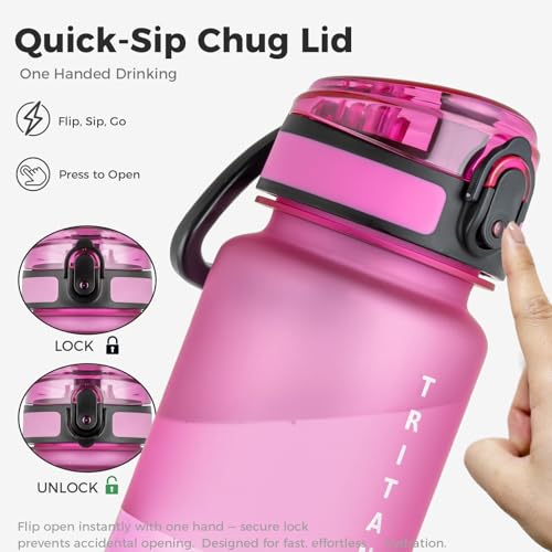 32oz Clear Tritan Water Bottle with Chug Lid - color: Magenta