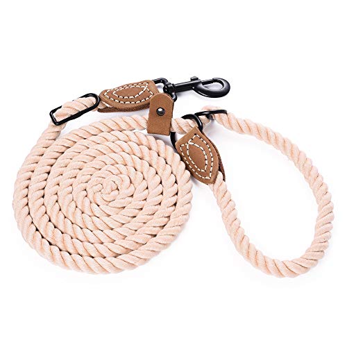 Mile High Life Hands Free Dog Leash, Crossbody Waist Leash with Genuine Leather Connection, Multifunctional Adjustable Slip Lead for Dog Walking Running (Light Brown, 8FT) - color: Light Brown, size: 8FT Hands Free