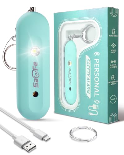 Personal Safety Alarm for Women - Waterproof Rechargeable Security Alarm - 140dB Extra Loud Siren with SOS Strobe Light - Self Defense Keychain for Women Girls Teens Seniors(Blue) - color: Blue