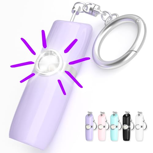 Securityman Personal Alarms for Women | Safety Alarm Keychain (Loud 130dB Siren and SOS Strobe Light) Everyday Self Defense Security Alarm Protection Device (Purple) - color: Purple