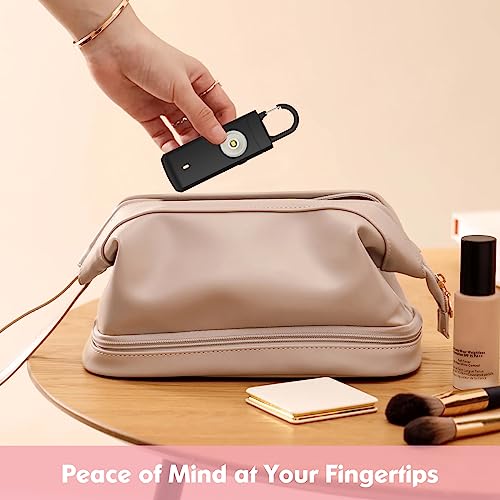 Rechargeable Personal Alarms for Women - Christmas Birthday Gifts for Women, Stocking Stuffers for Teen Girl, Daughter, Safety Keychain Flashlight, Siren Alarm, Travel College Essentials (Black) - color: Black