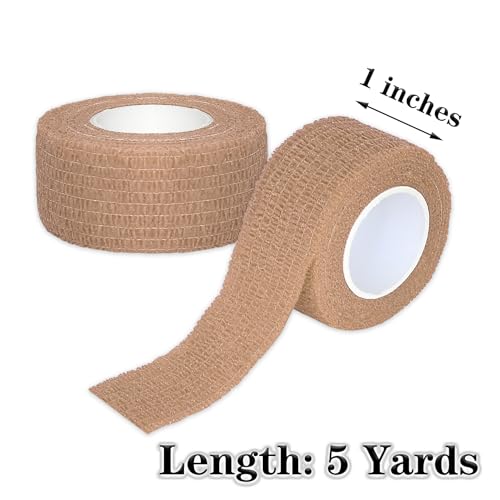 Tindobewan Self Adhesive Bandage Wrap, 1 Inch 8 Rolls Light Brown - color: Light Brown, size: 1 Inch