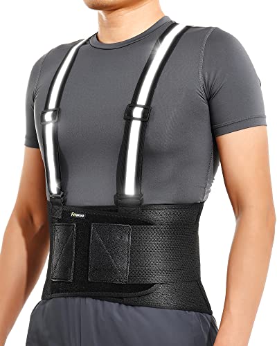Back Brace for Heavy Lifting for Men Women Lower Back with Reflective Belt and 7 Splints, Ultra-thin Mesh Fabric, Back Brace for Posture Men Women, Perfect for Work Outdoor Running Motorcycle