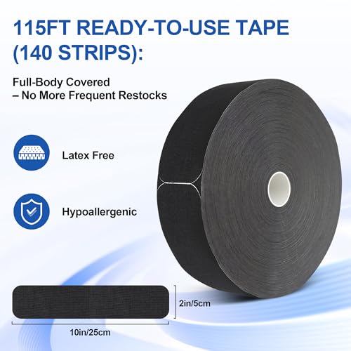 Latex-Free Kinesiology Tape Precut 140 Strips, K Tape Bulk Roll