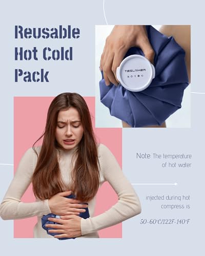 Ice Pack for Injuries Reusable, Ice Bags Reusable Hot Water Bag for Pain Relief, Hot & Cold Therapy Ice Bag, No-Leak Elastic Breathable Ice Cold Pack, Size 11" 2Pcs - style: 11"