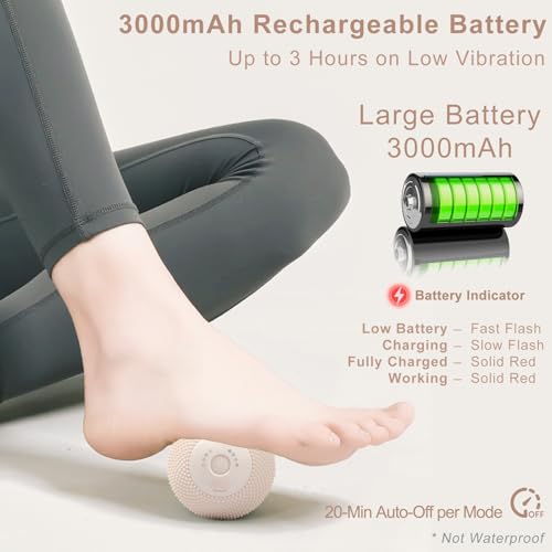 Vibrating Massage Ball with Heat, 7 Modes, 3.6 Inch, Apricot - color: Apricot