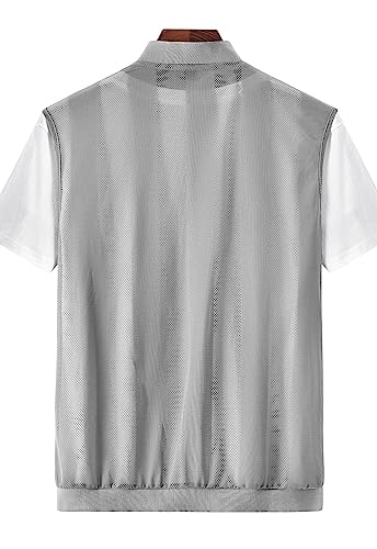 Flygo Men's Summer Casual Lightweight Breathable Mesh Cycling Travel Zip Vest - color: 02 Army Green, size: Large