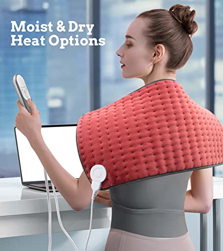 VALGELUIK Heating Pad for Back Pain Relief, 12"x24" Electric Heat Pad Gifts - color: Dusty Rose Red, size: 12 Inch x 24 Inch