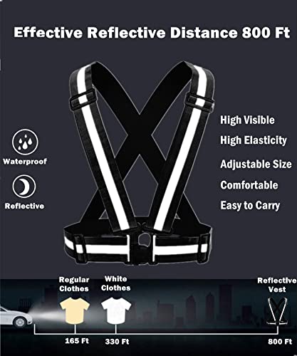 Reflective Vest, High Visibility Safety Vest Straps Reflective Gear for Night Running Walking Cycling for Men Women Kids - color: Black+red