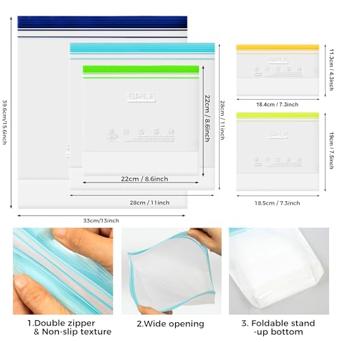 SPLF 20 Pack Reusable Snack Bags Dishwasher Microwave Safe - size: 20 Pack-Snack