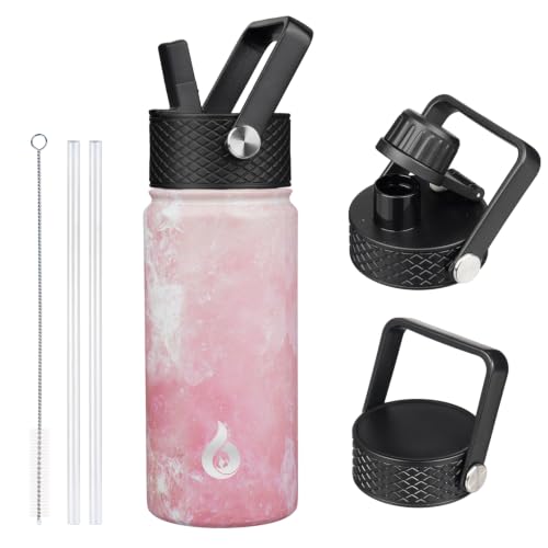 BJPKPK 18oz Insulated Water Bottle with Straw Lid, Stainless Steel Bottle - color: Blossom, size: 18 Ounces