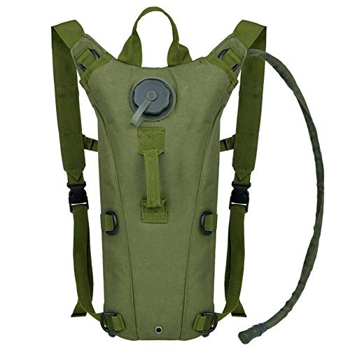 Tactical Water Hydration Pack Military 3L Water Bladder Carrier Backpack Leakproof for Running Jogging Cycling Hiking - color: Army Green