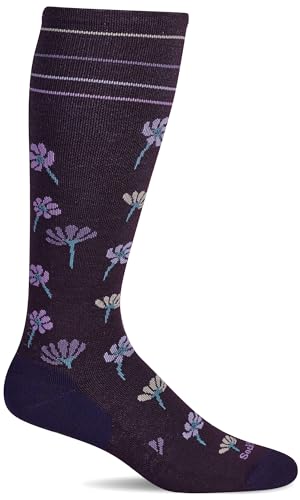 Sockwell Women's Field Flower Moderate Graduated Compression Sock - color: Blackberry, size: Small-Medium