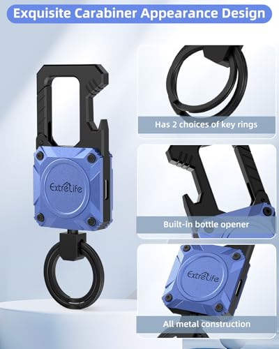 ExtreLife Keychain, Works with Apple Find My, Bottle Opener, Carabiner Car Key Chains with Gps Tracker - color: Glacier Blue