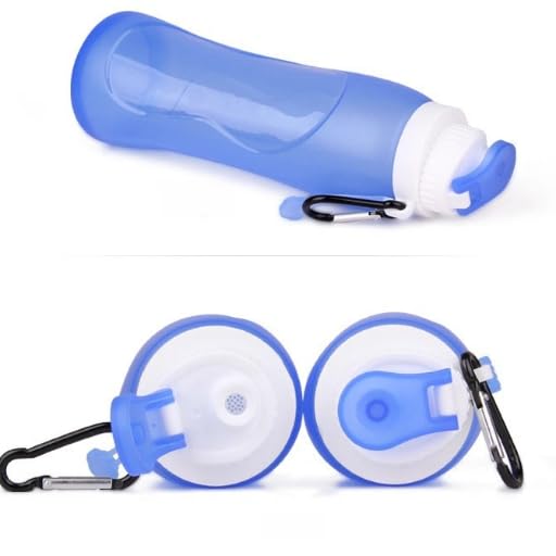 500ml TPU Collapsible Soft Flask, Folding Water Bottle for Hydration Pack Running Vest (Blue) - color: Blue