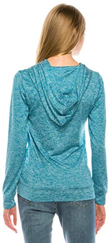 Eevee Women's Full Zip Hoodie - Lightweight Jacket Active Sweater Hooded Sweatshirt Slim Fitting Yoga Activewear - color: Act Blue, size: Small