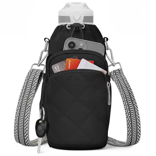 SYTRAH Water Bottle Bag Crossbody，Insulated Holder Purse - color: Black