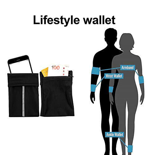 Easyports 2 Pocket Wrist Wallet Wrist Cell Phone Holder, Ankle Wallet, Sweat Bands, Armband, Hidden Pouch, Wristlet Wallet for Travel, Outdoor Sports Running. - size: Small / Medium