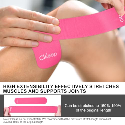 CKeep Kinesiology Tape precut Strips, 40 Count Elastic k Tape, Pink - color: Pink, size: 2 Rolls