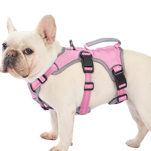 Huntboo Escape Proof Dog Harness, Dachshund Harness, Reflective Dog Harness with Handle, Durable,Adjustable Vest for Small Medium Large Dogs Walking, Training, and Running Gear (Pink,M) - color: Pink, size: Medium(Pack of 1)