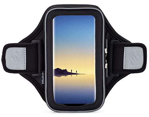 Sporteer Velocity V8 Running Armband - Fits Large Cases - Slim No-Bounce Holder for iPhone 17/16/15 Pro Max & Plus, Galaxy S26+/S25+, Pixel 10 Pro XL - Large-Format Modular Fitness Case - size: S/M Straps
