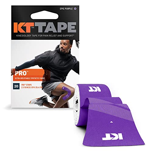 KT Tape, Pro Synthetic Kinesiology Athletic Tape, 20 Count, 10” Precut Strip - color: Epic Purple