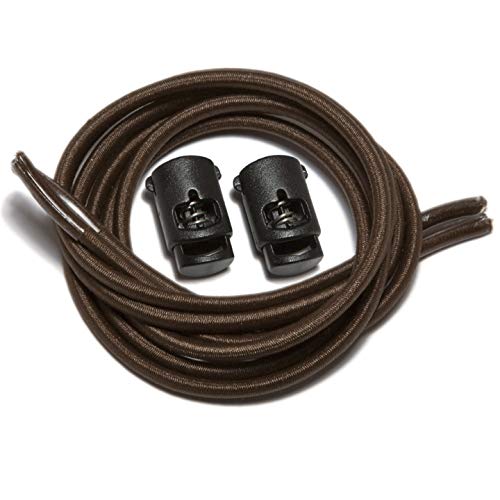 IBUNGEE LACES (Elastic No Tie Shoelaces (Made in the USA) - color: Brown, size: 22-inch