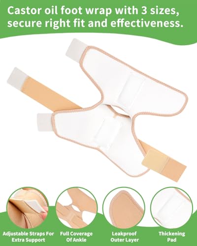 Castor Oil Pack Wrap For Foot Ankle Wrap Foot Wrap For Plantar Fasciitis Relief Foot Pain Relief,Adjustable Breathable Compression Ankle Support,Beige,Size L,Castor Oil Not Included,1 Per Pack - size: Large