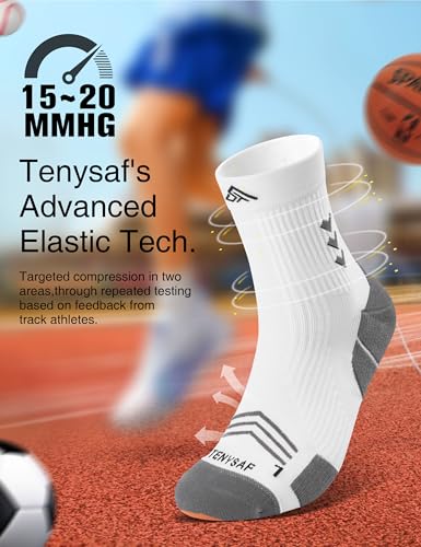 Mens Compression Running Socks: 360° Targeted Support Secure Fit - color: G-white White White, size: 9-13