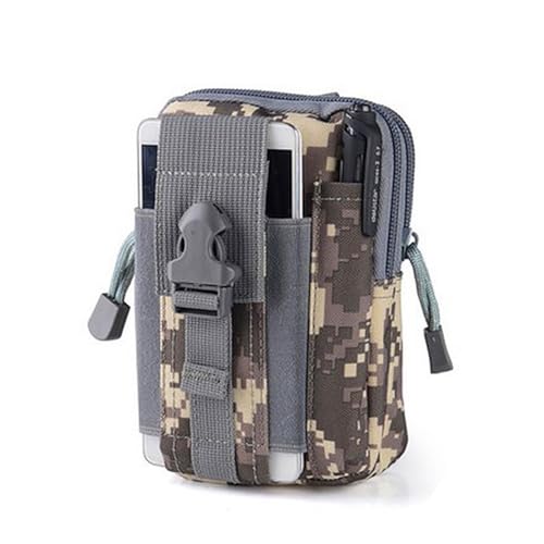 Tactical Molle Pouch, Universal EDC Belt Pouch Waist Bag Pouches, Outdoor Belt Bags Gear Tool Gadget Pocket with Cell Phone Holster (Grey Camouflage) - color: Grey Camouflage