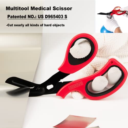 MEUUT Medical Scissors 2-Pack Trauma Shears for Nurses All Purpose Scissors - color: Black/Red+red/Black
